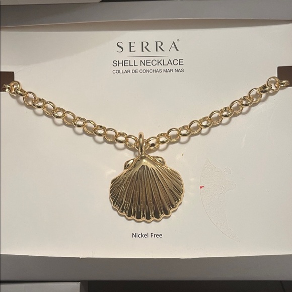 Serra Gold Shell Necklace with Red Starfish Earrings - Picture 2 of 3
